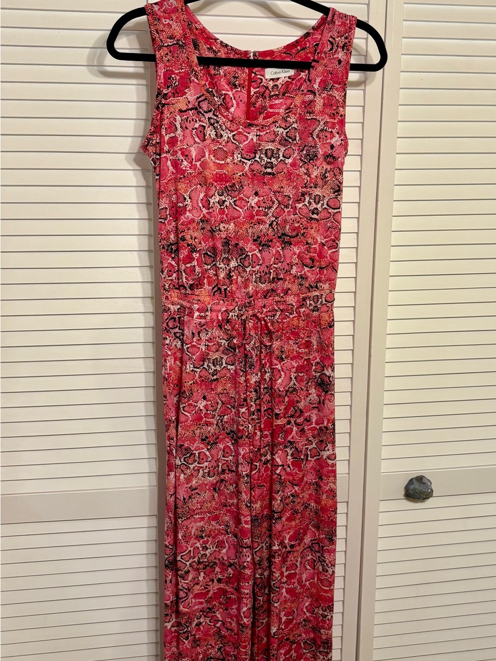Calvin Klein Pink & Black Snakeskin Printed Sleeveless Jumpsuit